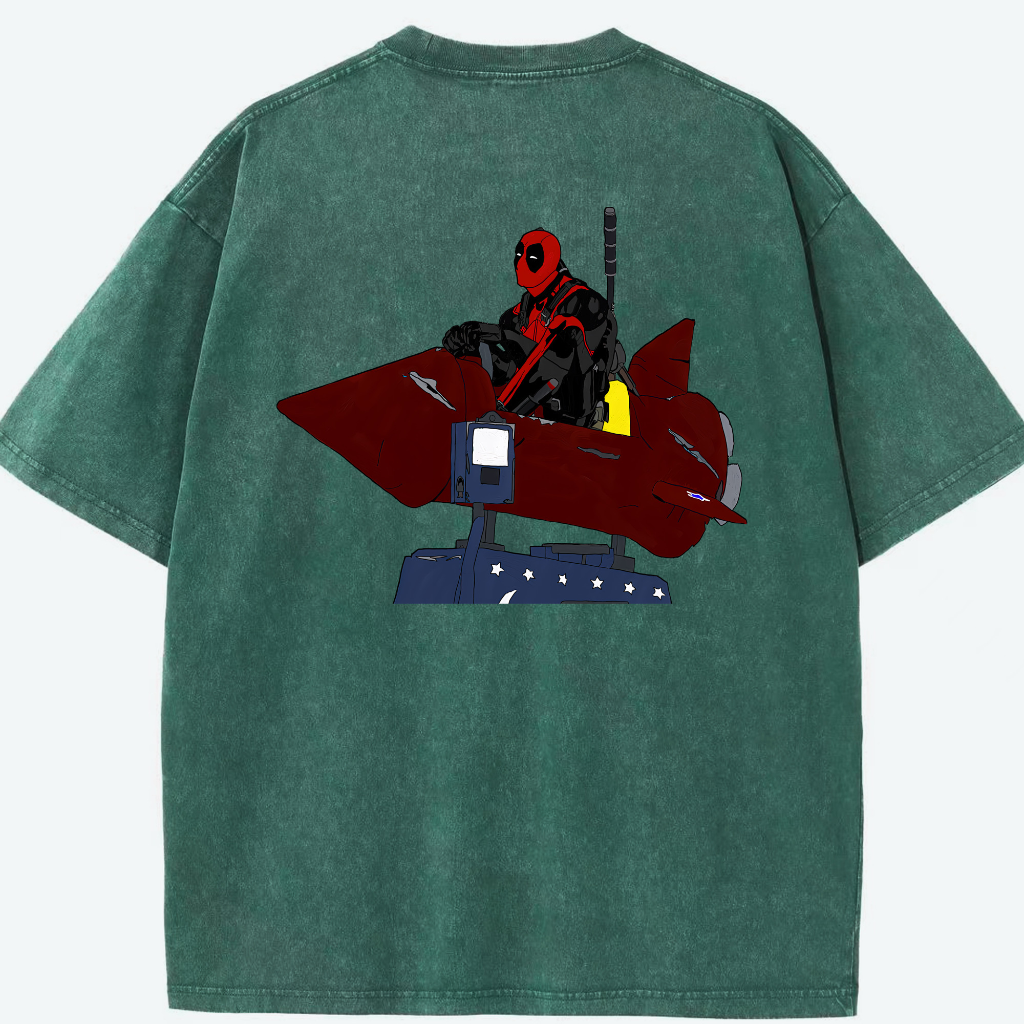 （画像用） Deadpool デッドプール 綿100% ヴィンテージ風 半袖Tシャツ（背面プリント）